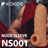 Телесная открытая насадка-реалистик с подхватом мошонки Nude Sleeve L - 14 см. - KOKOS - в Батайске купить с доставкой
