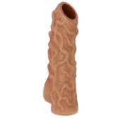 Телесная насадка с венками и открытой головкой Nude Sleeve L - 14 см. - KOKOS - в Батайске купить с доставкой