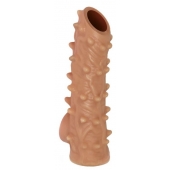 Телесная насадка с шипами и открытой головкой Nude Sleeve L - 14 см. - KOKOS - в Батайске купить с доставкой