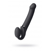 Черный безремневой вибрострапон Vibrating Bendable Strap-On L - Strap-on-me - купить с доставкой в Батайске