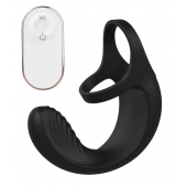 Черный анальный стимулятор с эрекционными кольцами Remote Couple Teaser - Dream Toys - в Батайске купить с доставкой