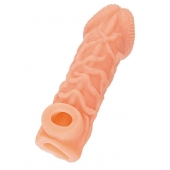 Телесная закрытая насадка с венками Cock Sleeve Size S - 13,8 см. - KOKOS - в Батайске купить с доставкой