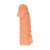 Телесная закрытая насадка с венками Cock Sleeve Size L - 17,6 см. - KOKOS - в Батайске купить с доставкой