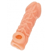 Телесная закрытая насадка с венками Cock Sleeve Size L - 17,6 см. - KOKOS - в Батайске купить с доставкой