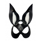 Черная маска зайки с белым мехом на ушках Miss Bunny - БДСМ Арсенал - купить с доставкой в Батайске