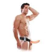 Телесный полый страпон с вибрацией 8  Vibrating Hollow Strap-On - 20,5 см. - Pipedream - купить с доставкой в Батайске