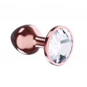 Пробка цвета розового золота с прозрачным кристаллом Diamond Moonstone Shine L - 8,3 см. - Lola Games - купить с доставкой в Батайске