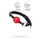 Красный кляп-шар на черных ремешках Anonymo - ToyFa - купить с доставкой в Батайске