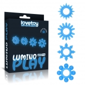 Набор из 4 голубых, светящихся в темноте эрекционных колец Lumino Play - Lovetoy - в Батайске купить с доставкой