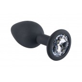 Черная малая силиконовая пробка с прозрачным кристаллом - Свободный ассортимент