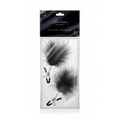 Зажимы на соски с черными пуховыми кисточками Sweet Caress Feather Nipple Clumps - Sweet Caress - купить с доставкой в Батайске
