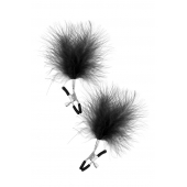 Зажимы на соски с черными пуховыми кисточками Sweet Caress Feather Nipple Clumps - Sweet Caress - купить с доставкой в Батайске