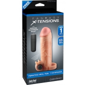 Телесная вибронасадка с кольцом  Vibrating Real Feel 1 Extension - 14 см. - Pipedream - в Батайске купить с доставкой