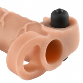 Телесная вибронасадка с кольцом Vibrating Real Feel 2 Extension - 16 см. - Pipedream - в Батайске купить с доставкой