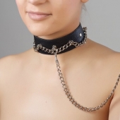 Чёрный ошейник из натуральной кожи - Sitabella - купить с доставкой в Батайске