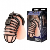Черная металлическая клетка с замком Deluxe Chastity Cage - BlueLine - купить с доставкой в Батайске