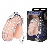 Серебристая металлическая клетка с анальным стимулятором Cock Cage - BlueLine - купить с доставкой в Батайске