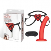 Красный поясной фаллоимитатор Red Heart Strap on Harness   5in Dildo Set - 12,25 см. - Lux Fetish - купить с доставкой в Батайске