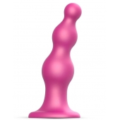 Розовая насадка Strap-On-Me Dildo Plug Beads size S - Strap-on-me - купить с доставкой в Батайске