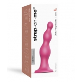 Розовая насадка Strap-On-Me Dildo Plug Beads size L - Strap-on-me - купить с доставкой в Батайске