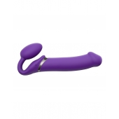 Фиолетовый безремневой вибрострапон Silicone Bendable Strap-On - size XL - Strap-on-me - купить с доставкой в Батайске