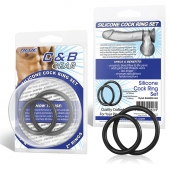 Набор из двух черных силиконовых колец разного диаметра SILICONE COCK RING SET - BlueLine - в Батайске купить с доставкой