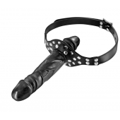 Черный кляп-фаллоимитатор Double Penis Gag - Fetish Tentation - купить с доставкой в Батайске
