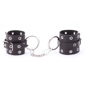 Черные кожаные наручники с люверсами - Crazy Handmade - купить с доставкой в Батайске