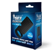 Черная открытая насадка на пенис с кольцом для мошонки XXXL-size - 9,9 см. - Sex Expert - в Батайске купить с доставкой