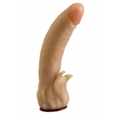 Телесная гелевая насадка-фаллос с клиторальными лепестками - 18,5 см. - LOVETOY (А-Полимер) - купить с доставкой в Батайске