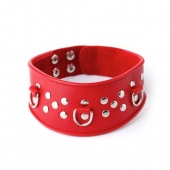 Кожаный красный ошейник с велюровой подкладкой - Sitabella - купить с доставкой в Батайске