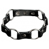 Кожаный черный ошейник с кольцами - Sitabella - купить с доставкой в Батайске