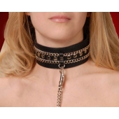 Чёрный ошейник с цепочками и поводком - Sitabella - купить с доставкой в Батайске