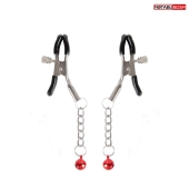 Серебристые зажимы на соски с шариками на цепочках - Notabu - купить с доставкой в Батайске