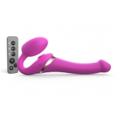 Ярко-розовый безремневой страпон Multi Orgasm Size S с клиторальной стимуляцией - Strap-on-me - купить с доставкой в Батайске