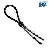 Черное силиконовое лассо с шариком для утяжки - Sex Expert - в Батайске купить с доставкой