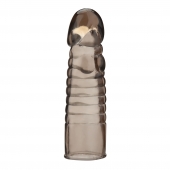 Дымчатая насадка-удлинитель Ribbed Realistic Penis Enhancing Sleeve Extension - 15,2 см. - BlueLine - в Батайске купить с доставкой
