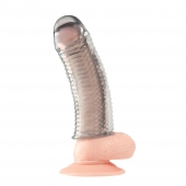 Текстурированная насадка на пенис Clear Textured Penis Enhancing Sleeve Extension - 16,5 см. - BlueLine - в Батайске купить с доставкой
