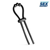 Черное эрекционное кольцо со стимулирующими бусинами - Sex Expert - в Батайске купить с доставкой