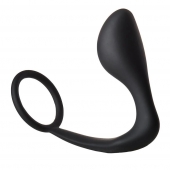 Черное эрекционное кольцо с анальной пробкой Anal Plug With Cockring - Dream Toys - в Батайске купить с доставкой