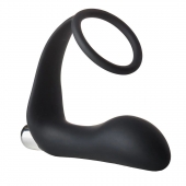 Черное эрекционное кольцо с вибропробкой Vibrating Anal Plug With Cockring - Dream Toys - в Батайске купить с доставкой