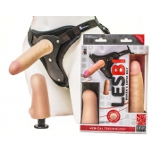 Телесный страпон Harness LESBI с вагинальной пробкой - 16,5 см. - LOVETOY (А-Полимер) - купить с доставкой в Батайске