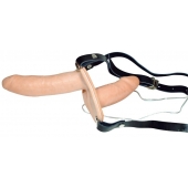 Телесный женский страпон с вагинальной пробкой Strap-On Duo - 15 см. - Orion - купить с доставкой в Батайске