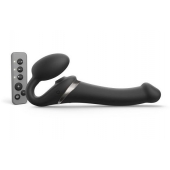 Черный безремневой страпон Multi Orgasm Size M с клиторальной стимуляцией - Strap-on-me - купить с доставкой в Батайске
