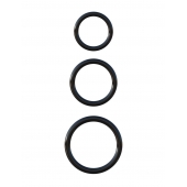 Набор из трех черных эрекционных колец Silicone 3-Ring Stamina Set - Pipedream - в Батайске купить с доставкой