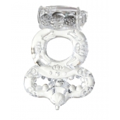 Прозрачное эрекционное кольцо с вибратором  и подхватом - Toyfa Basic - в Батайске купить с доставкой