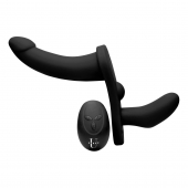 Черный вибрострапон Double Take 10X Double Penetration Vibrating Strap-on Harness - XR Brands - купить с доставкой в Батайске