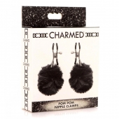 Зажимы для сосков с черным помпонами Pom Pom Nipple Clamps - XR Brands - купить с доставкой в Батайске