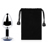 Анальное украшение BUTT PLUG  Small с синим кристаллом - 7 см. - Anal Jewelry Plug - купить с доставкой в Батайске