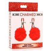 Красные зажимы на соски с помпонами Pom Pom - XR Brands - купить с доставкой в Батайске
